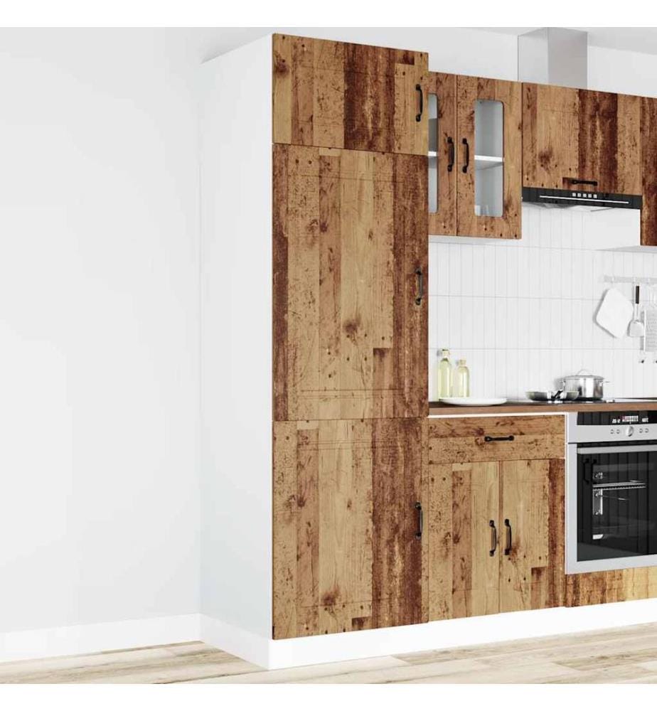 Armoire de cuisine Kalmar vieux bois bois d'ingénierie