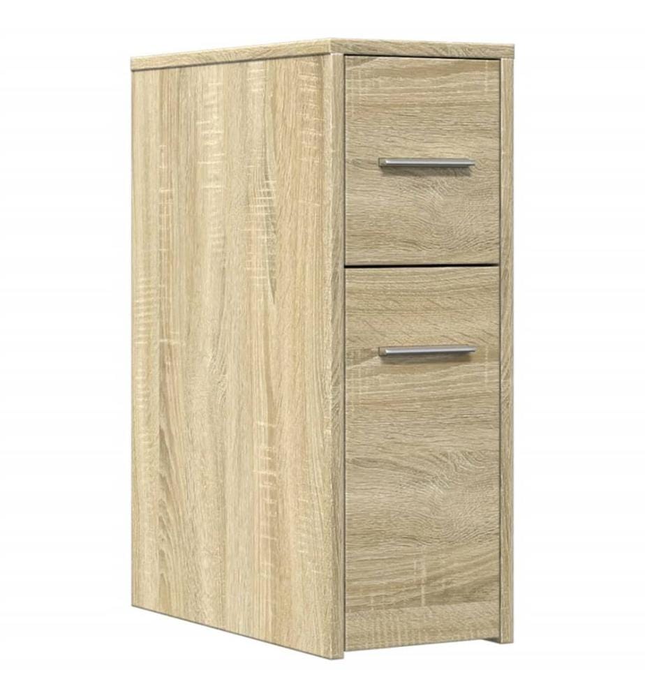 Badschrank Schmal mit Rollen Sonoma-Eiche Holzwerkstoff