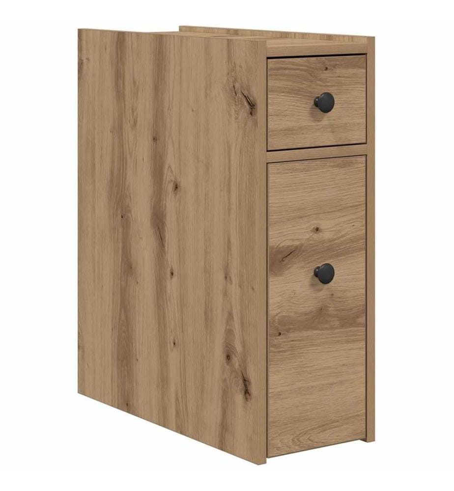 Badschrank Schmal mit Rollen Artisan-Eiche Holzwerkstoff