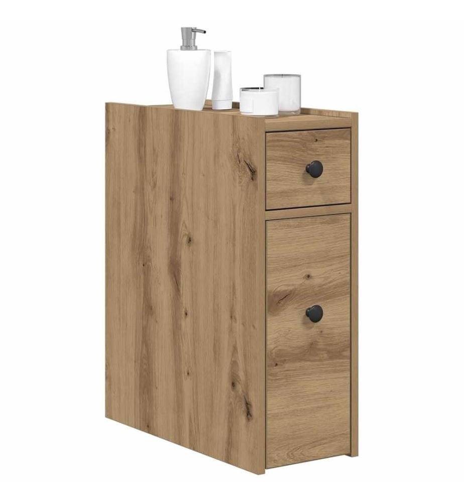 Badschrank Schmal mit Rollen Artisan-Eiche Holzwerkstoff