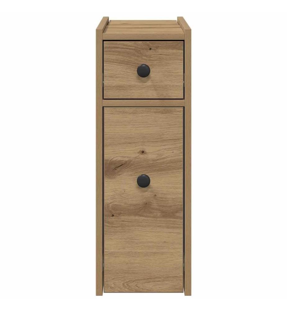 Badschrank Schmal mit Rollen Artisan-Eiche Holzwerkstoff
