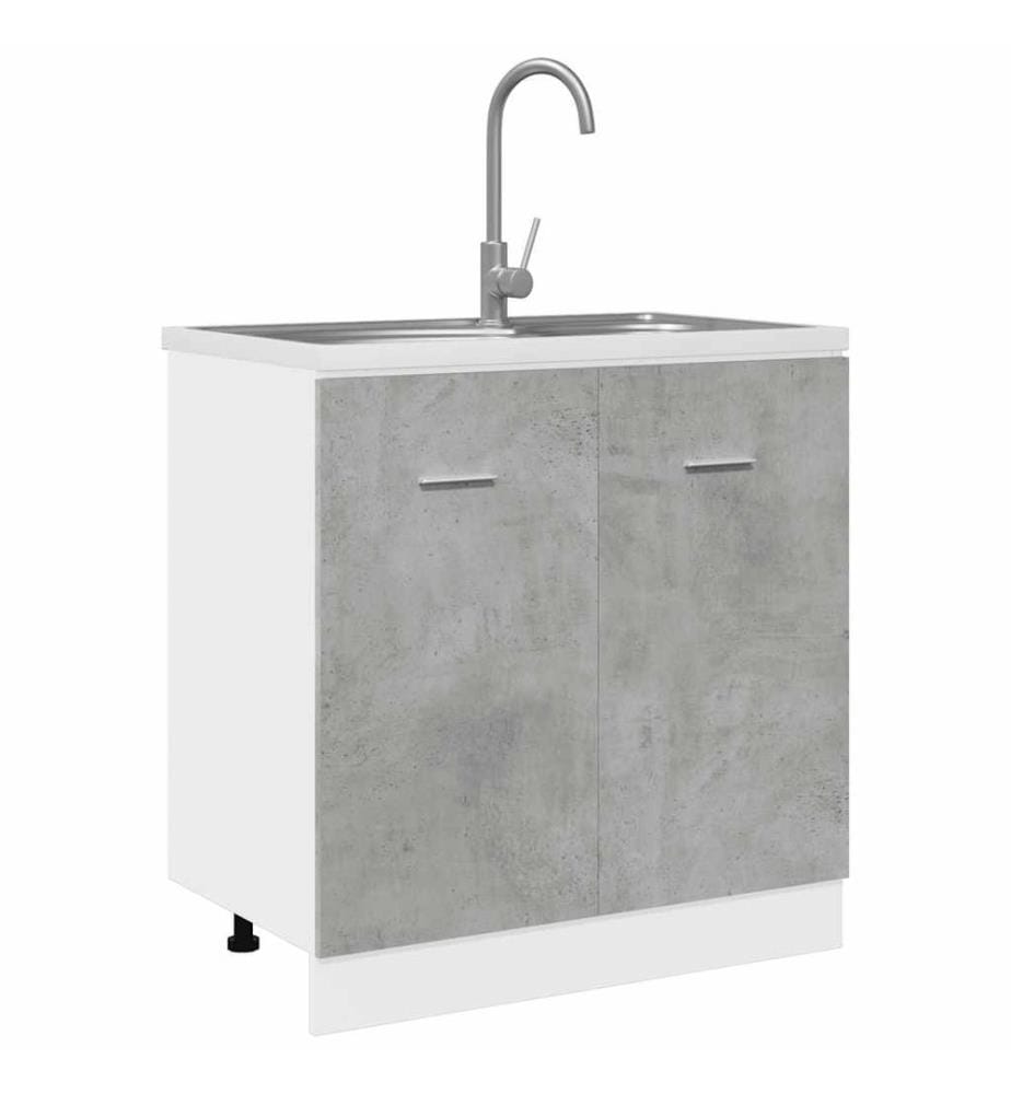Meuble sous-évier "Lyon" Gris béton 80 x 46 x 81,5 cm Bois d'ingénierie