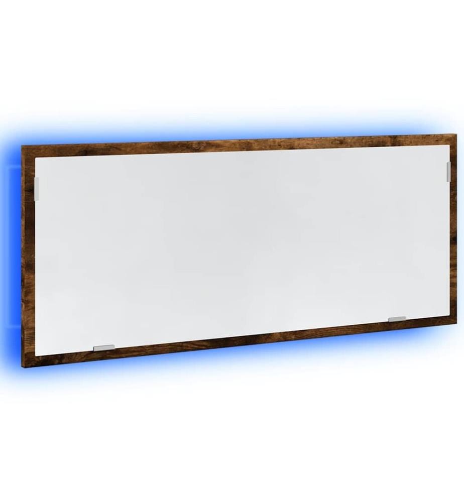 Miroir de salle de bain à LED chêne fumé bois d'ingénierie