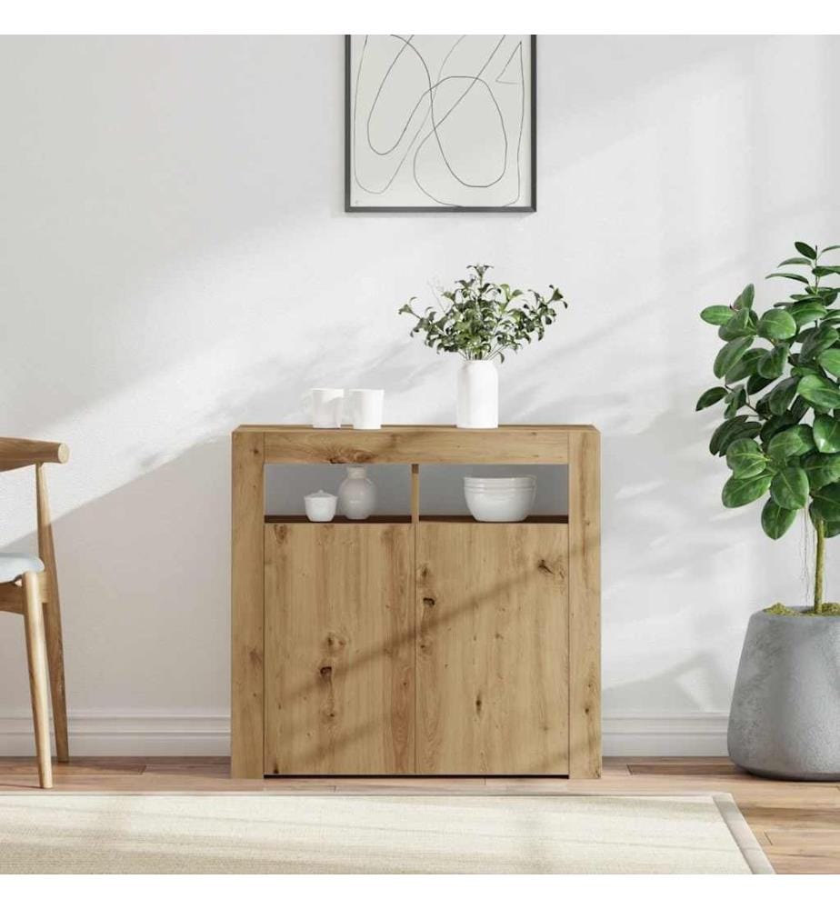 Sideboard mit LED-Leuchten Artisan-Eiche 80x35x75 cm