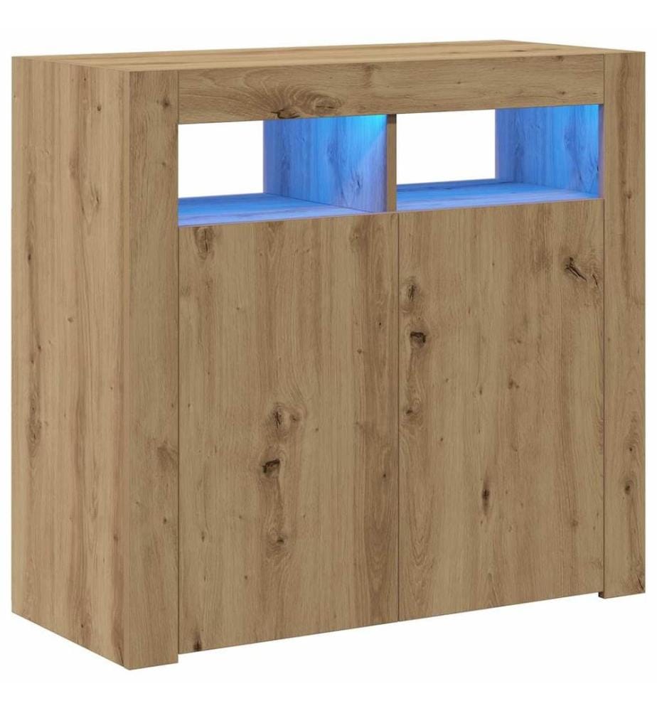 Sideboard mit LED-Leuchten Artisan-Eiche 80x35x75 cm