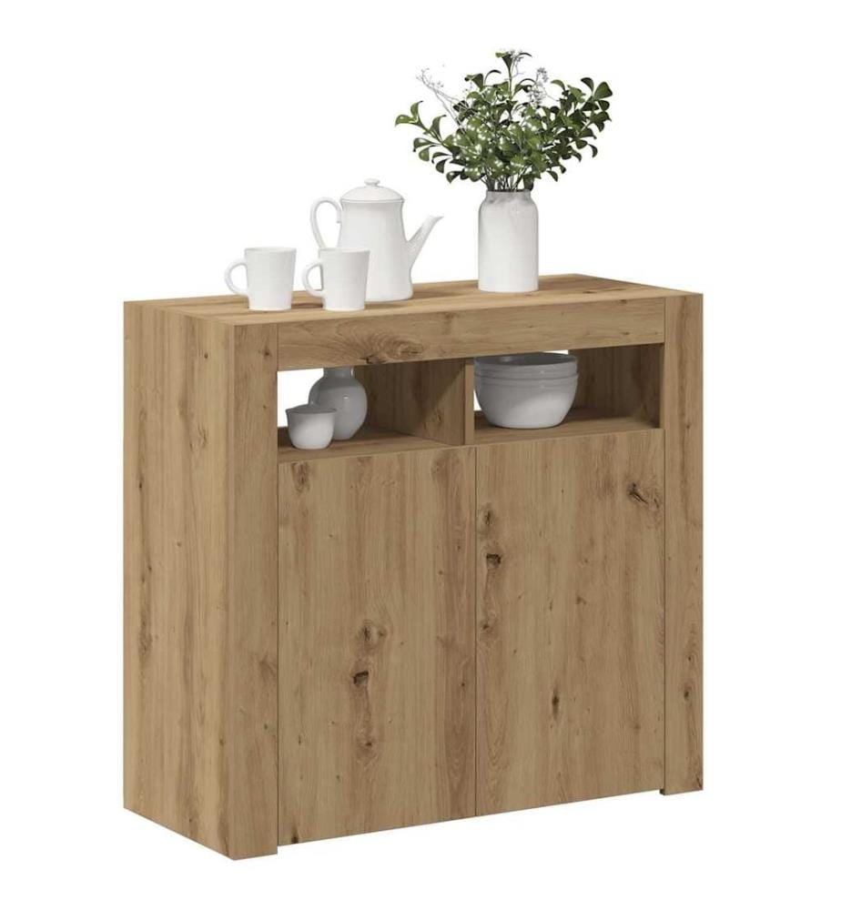 Sideboard mit LED-Leuchten Artisan-Eiche 80x35x75 cm
