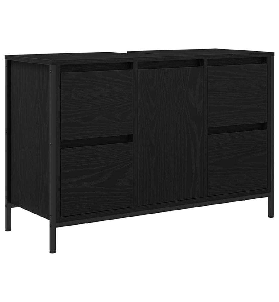 Meuble sous-vasque avec tiroirs chêne noir 90x34,5x60 cm