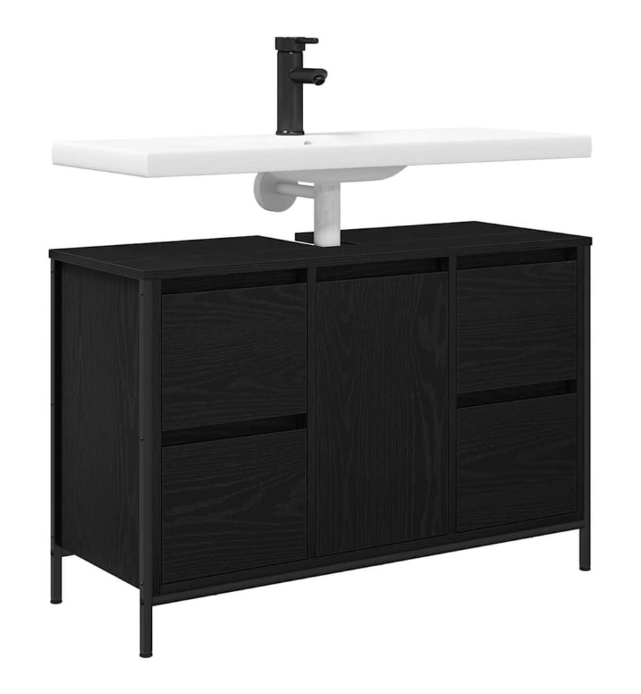 Meuble sous-vasque avec tiroirs chêne noir 90x34,5x60 cm