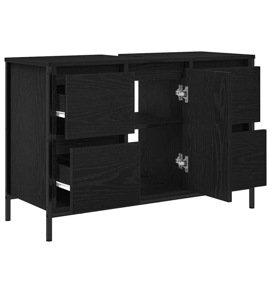 Meuble sous-vasque avec tiroirs chêne noir 90x34,5x60 cm