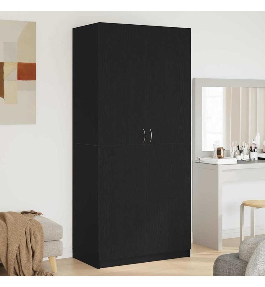 Kleiderschrank mit Tür Schwarz Eichen-Optik 90 x 52 x 200 cm