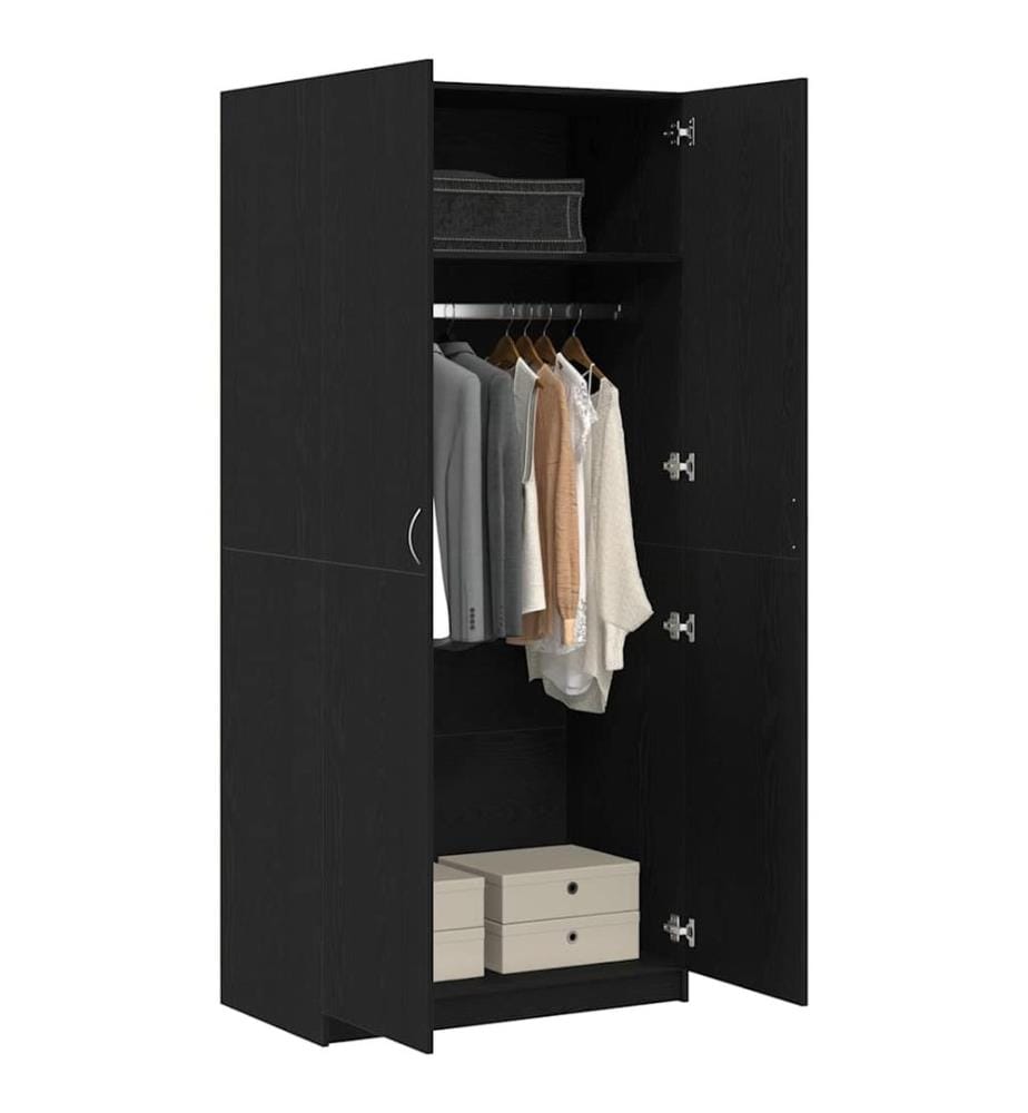 Kleiderschrank mit Tür Schwarz Eichen-Optik 90 x 52 x 200 cm