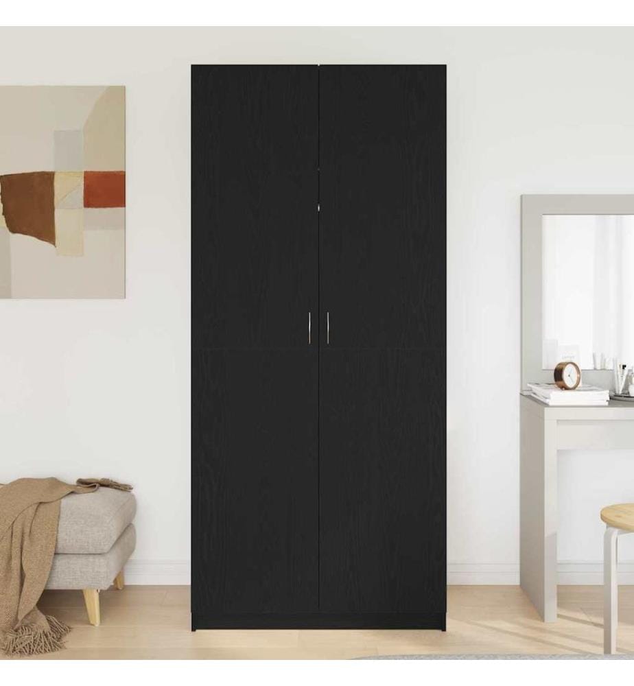 Kleiderschrank mit Tür Schwarz Eichen-Optik 90 x 52 x 200 cm