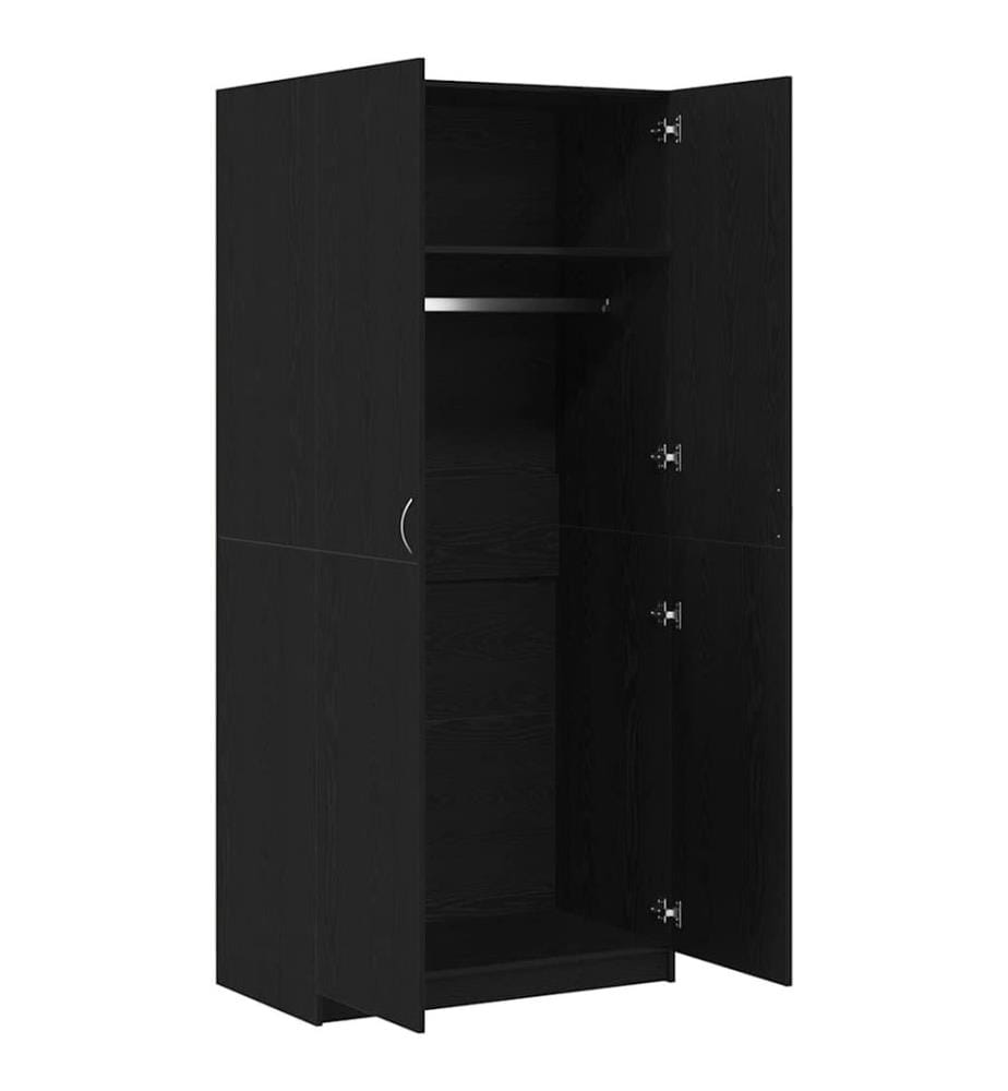 Kleiderschrank mit Tür Schwarz Eichen-Optik 90 x 52 x 200 cm