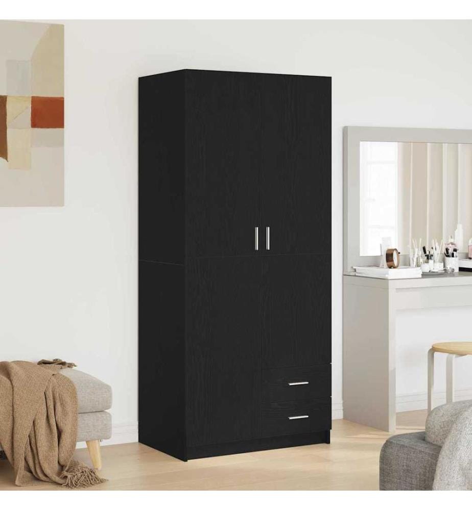 Kleiderschrank mit Tür Schwarz Eichen-Optik 80 x 52 x 180 cm