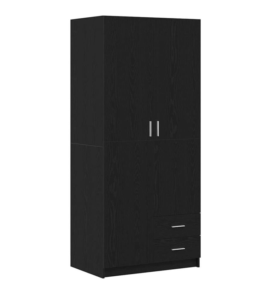 Kleiderschrank mit Tür Schwarz Eichen-Optik 80 x 52 x 180 cm