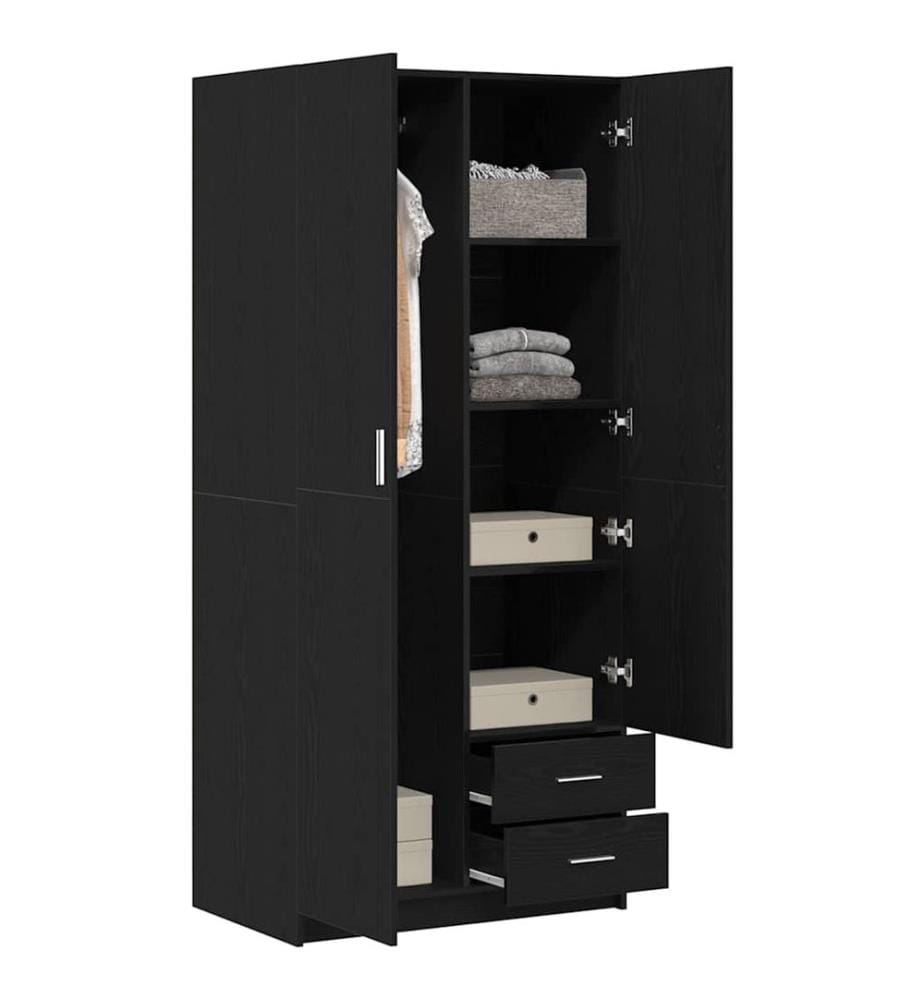 Kleiderschrank mit Tür Schwarz Eichen-Optik 80 x 52 x 180 cm