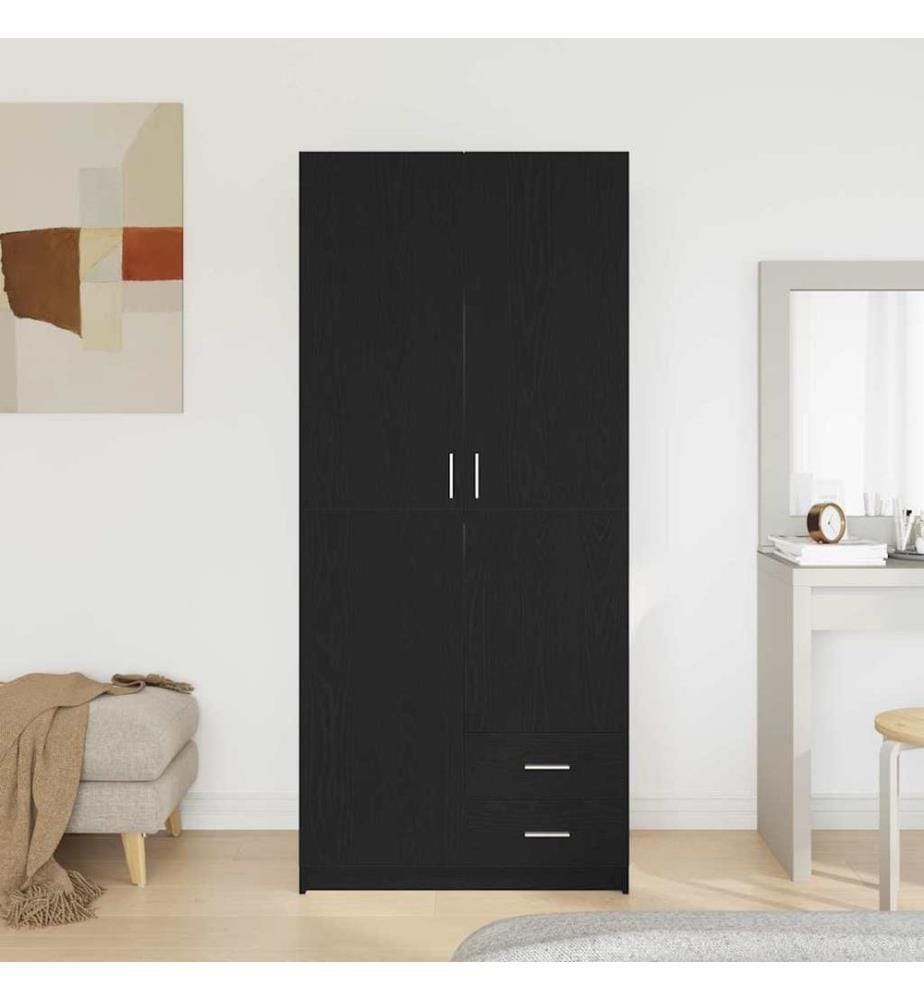 Kleiderschrank mit Tür Schwarz Eichen-Optik 80 x 52 x 180 cm
