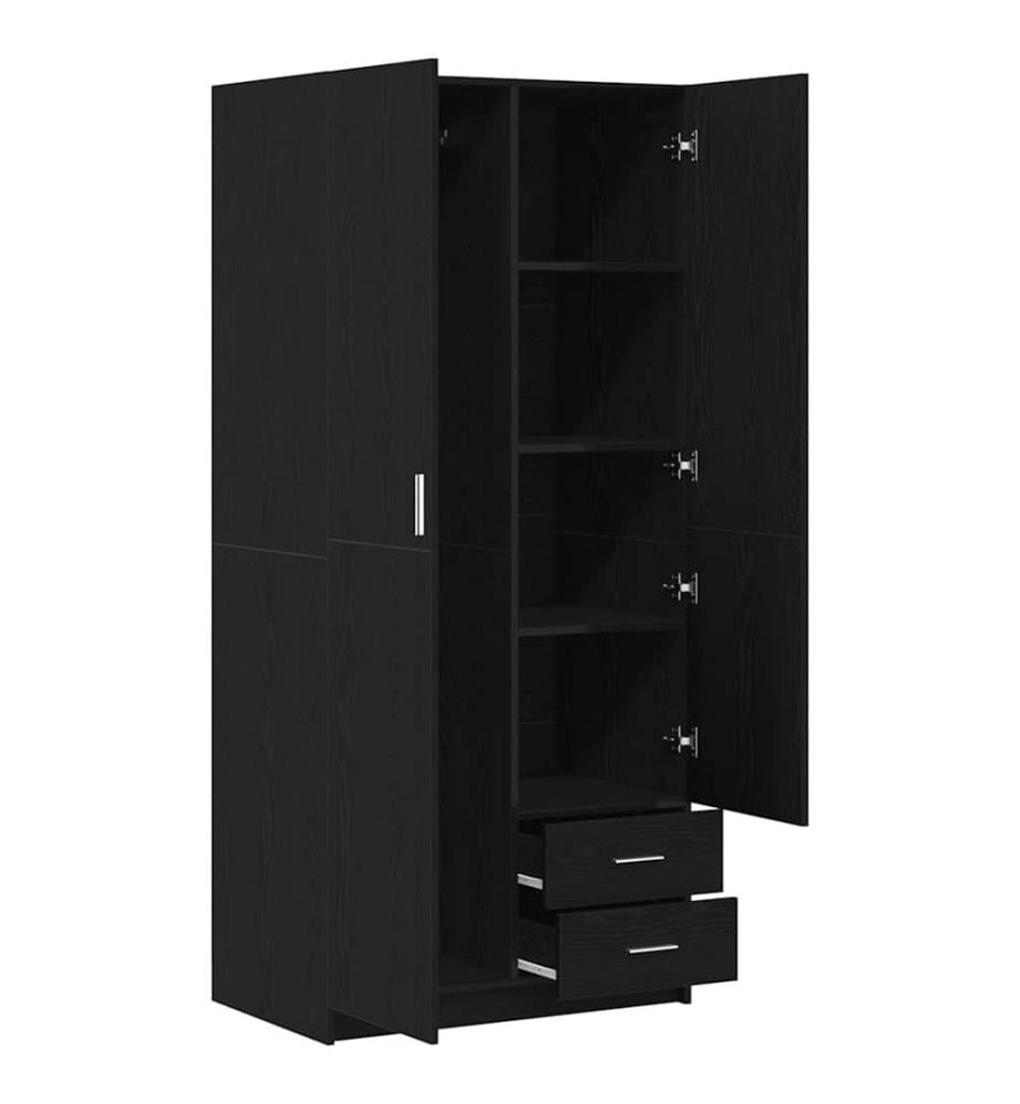 Kleiderschrank mit Tür Schwarz Eichen-Optik 80 x 52 x 180 cm