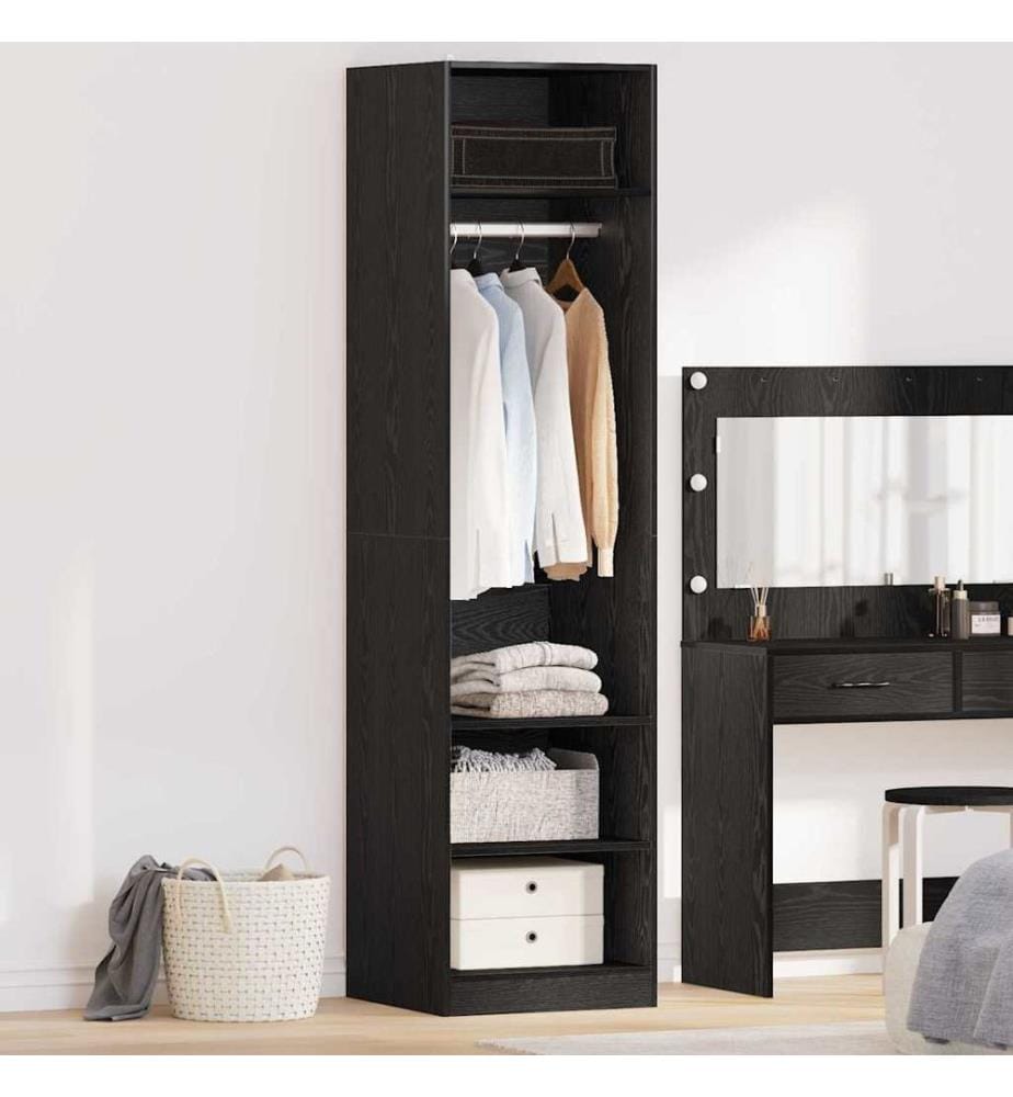 Kleiderschrank mit Regal Schwarz Eichen-Optik 50 x 50 x 200 cm