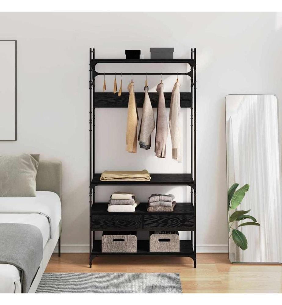 Kleiderschrank Schwarz Eichen-Optik 89 x 39 x 184.5 cm