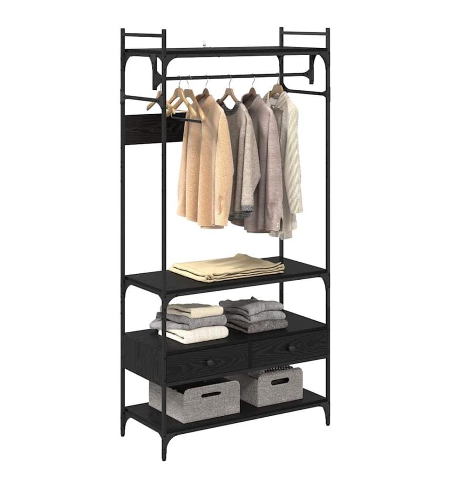 Kleiderschrank Schwarz Eichen-Optik 89 x 39 x 184.5 cm