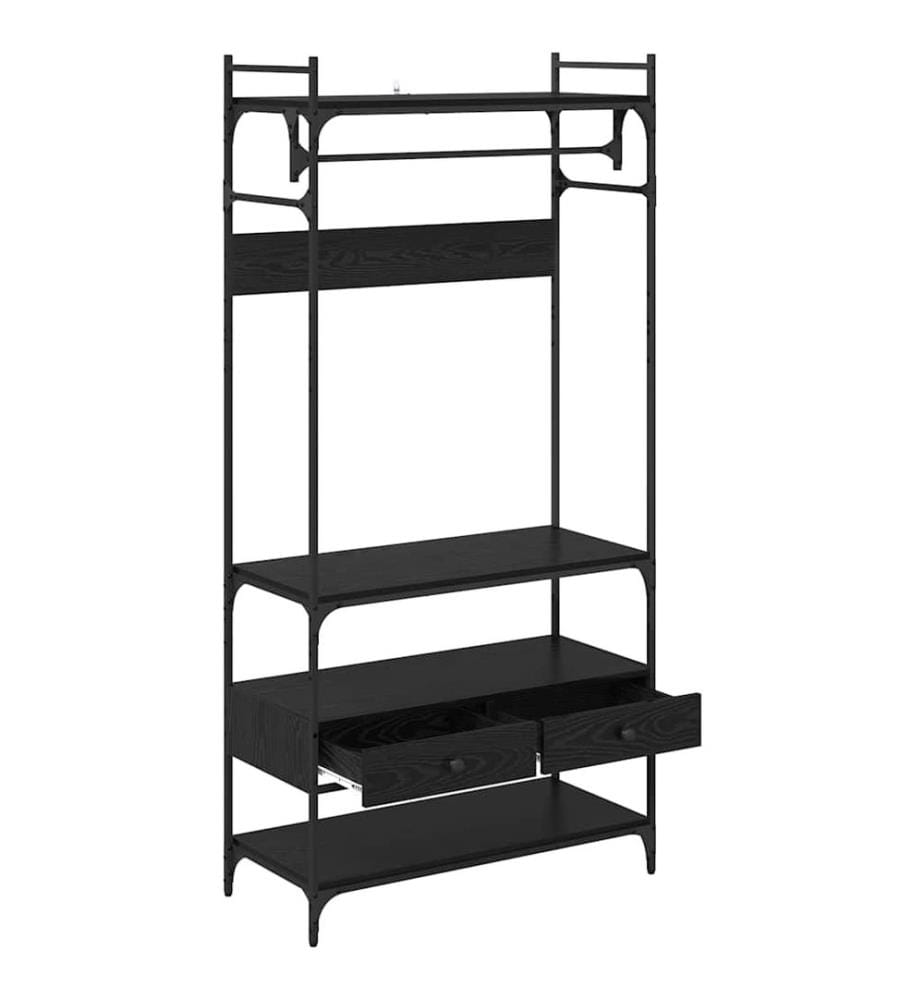 Kleiderschrank Schwarz Eichen-Optik 89 x 39 x 184.5 cm