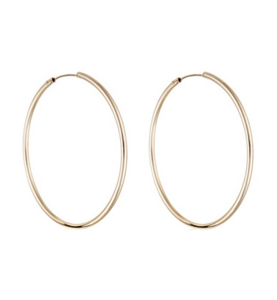 Boucles d'Oreilles en Or Créoles lisses - Or Jaune