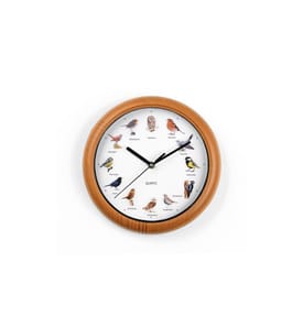 EASYMAXX - Horloge murale avec 12 chants d'oiseaux Ø 25 cm, Brun