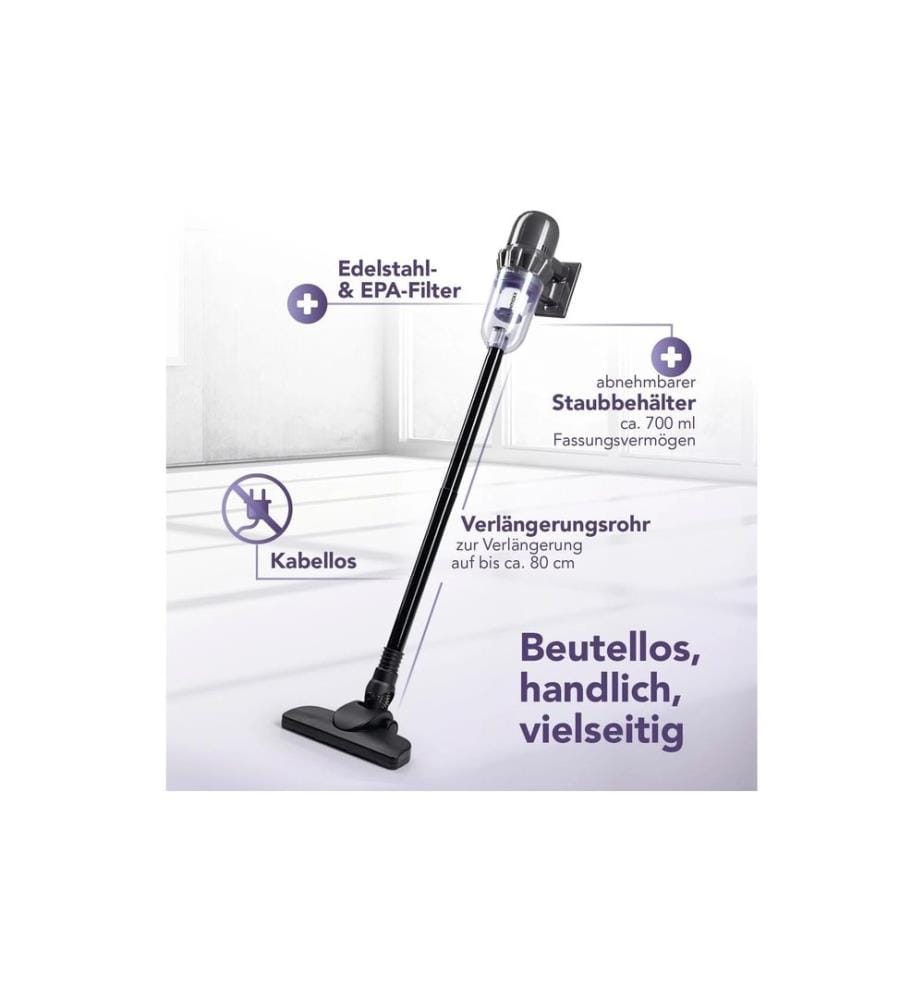 CLEANMAXX - Akku-Hand- und Stielsauger 14.8 V, Grau/Lila