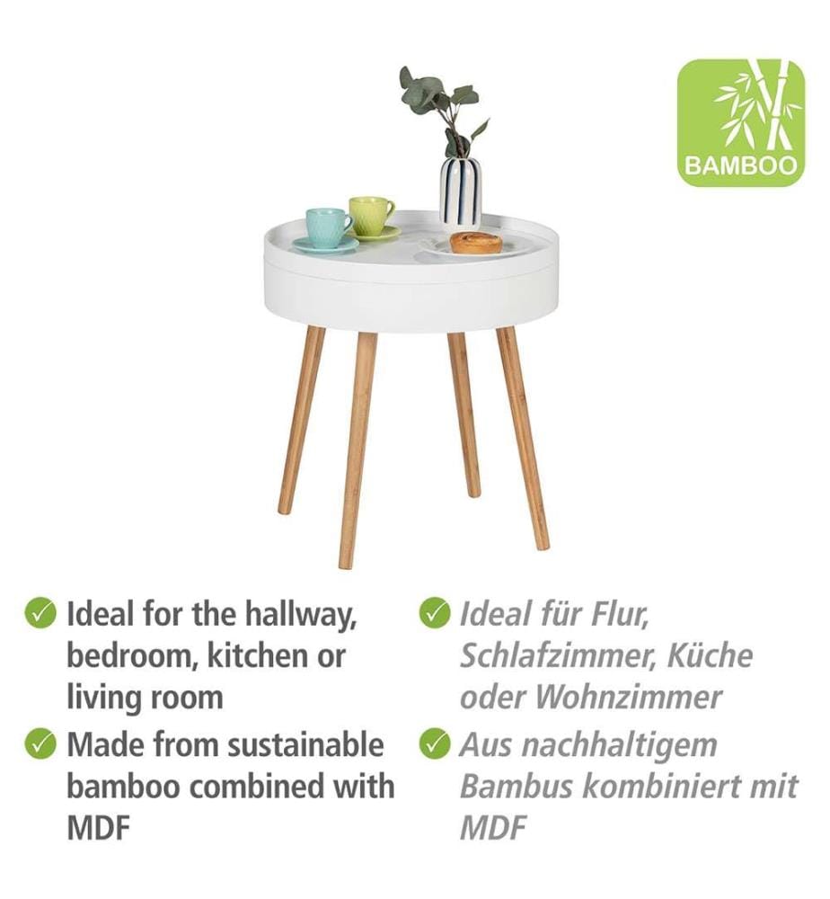 Runder Beistelltisch - Weiss und Holz