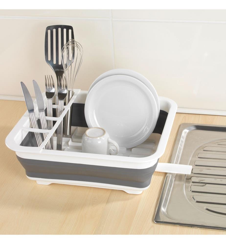 Folding Dish Drainer - White/Grey