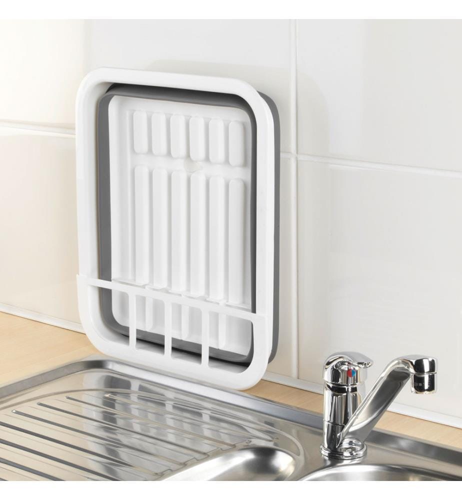 Folding Dish Drainer - White/Grey