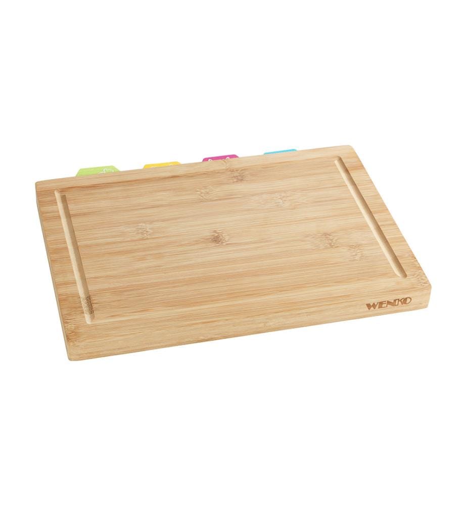 Bambus-Schneidebrett mit 4 Tabletts