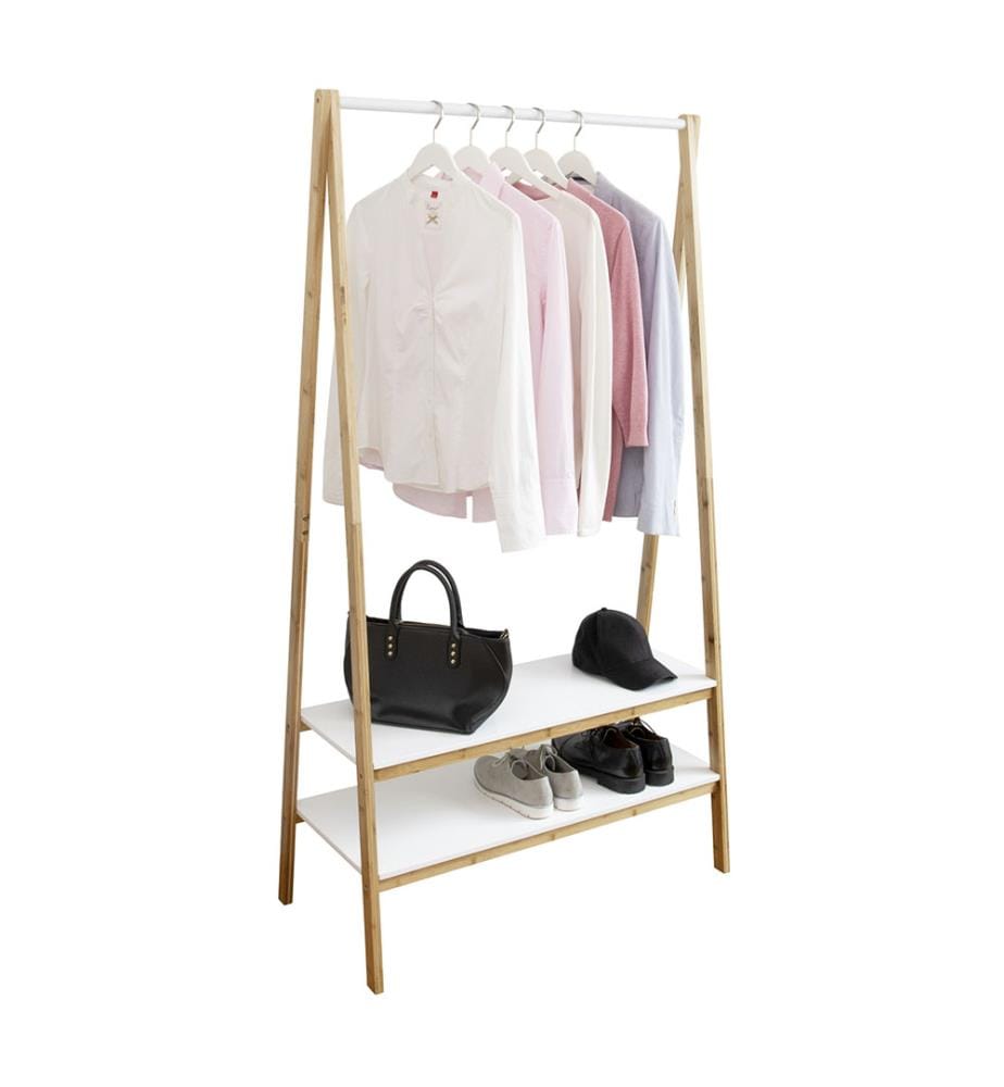 Kleiderständer mit Regal - Braun