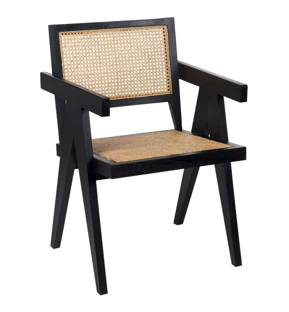 Esszimmerstuhl aus Holz und Rattan