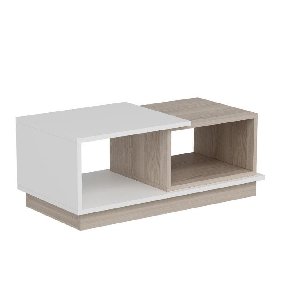Niedriger Tisch - Weiss und Eiche