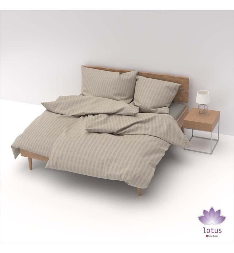 Kopfkissenbezug Satin Seersucker Taupe 65 x 100 cm