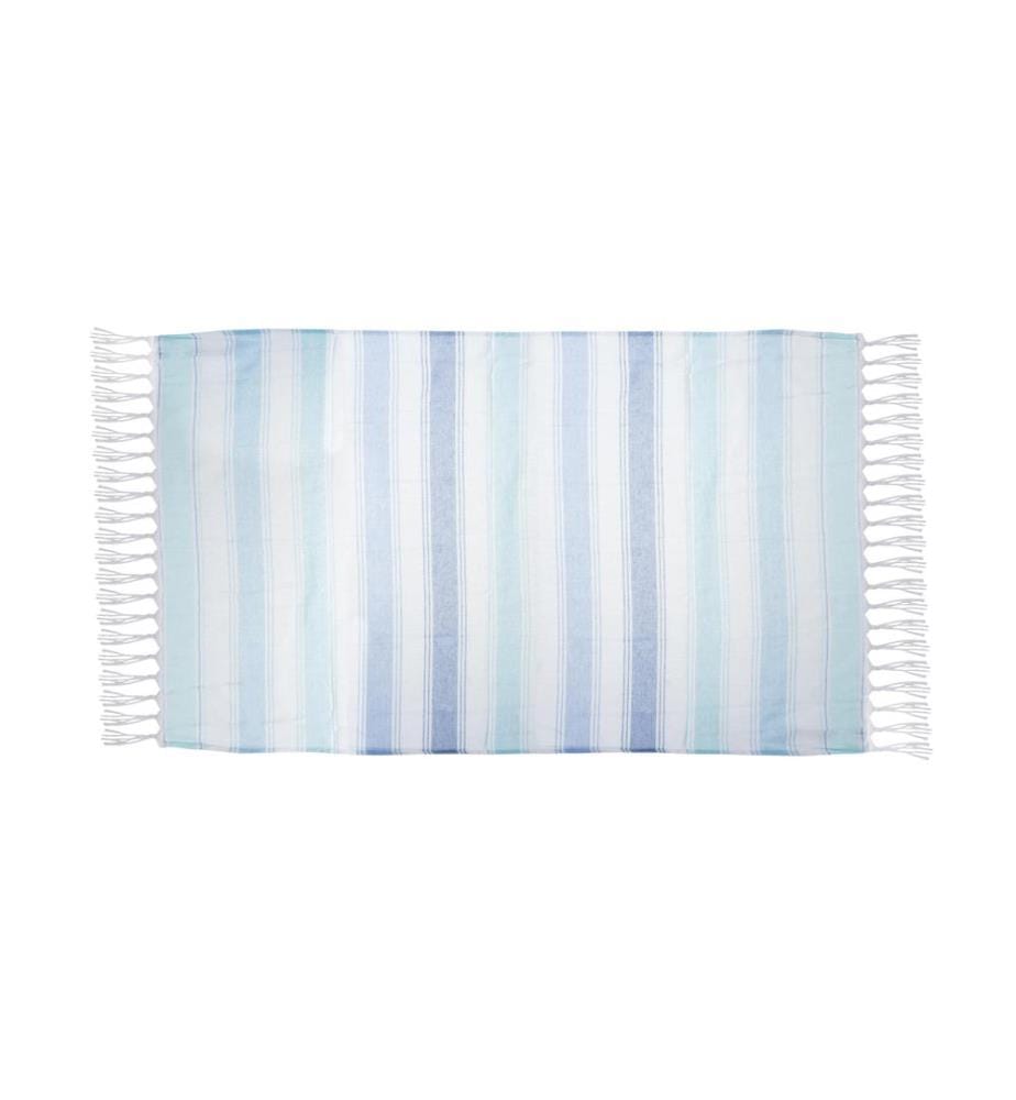 Strandhandtuch 90 x 180 cm - Blau/Weiss
