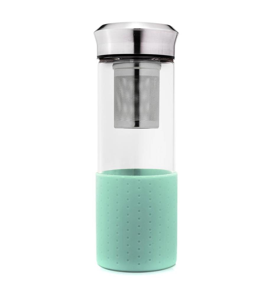 Teeflasche aus Glas mit Infusor 400 ml - Türkis