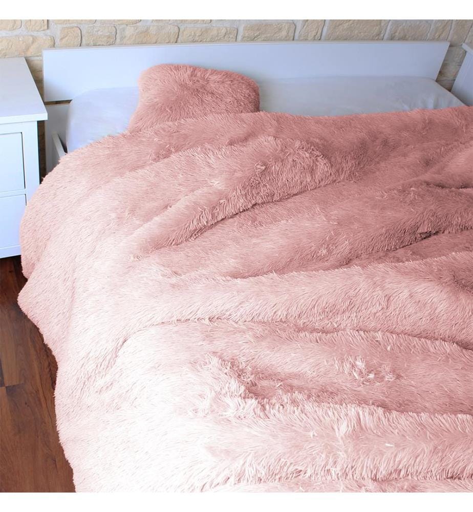 Bettüberwurf Langhaar 220 x 240 cm - Rosa