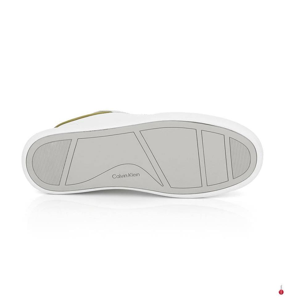 Niedrige Sneakers aus Leder - Weiss und Avocado