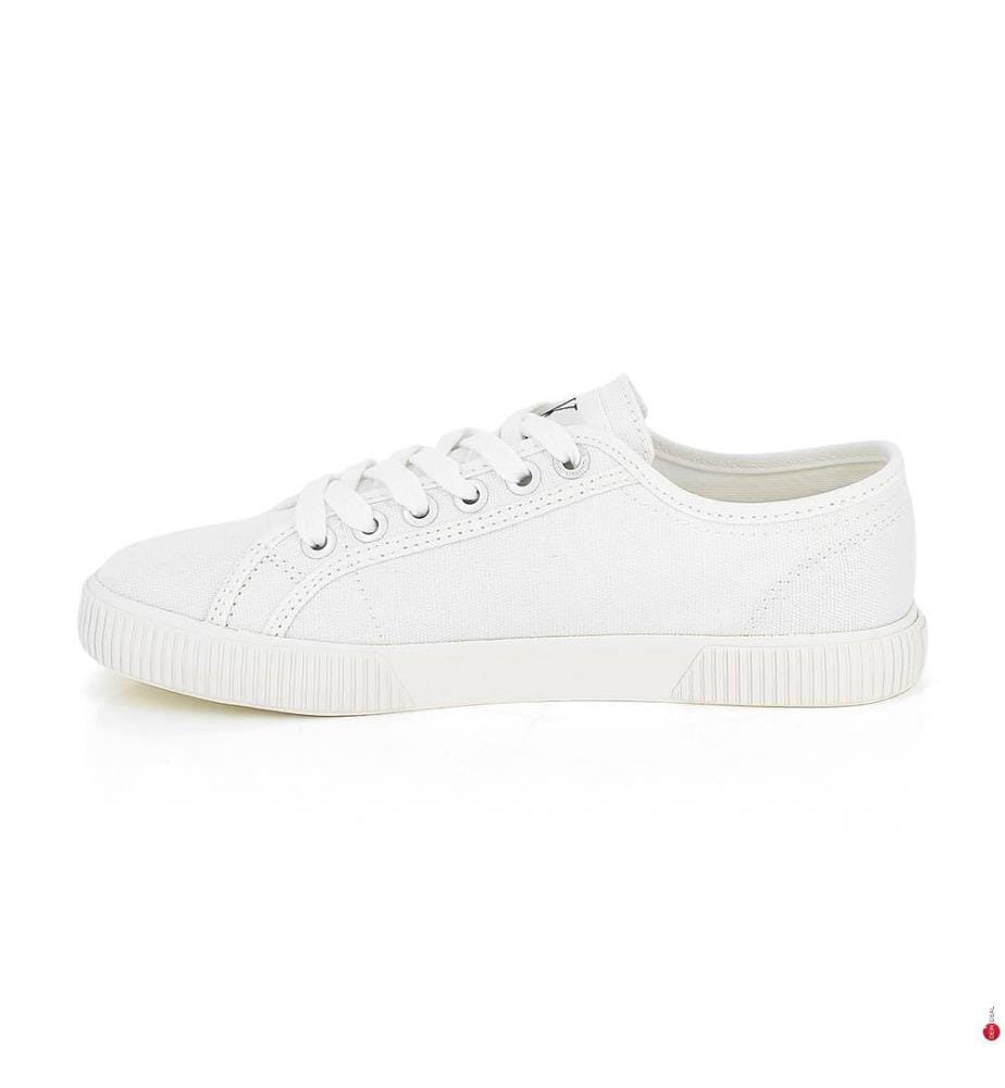 Sneakers aus Canvas mit flachem Profil - Weiss