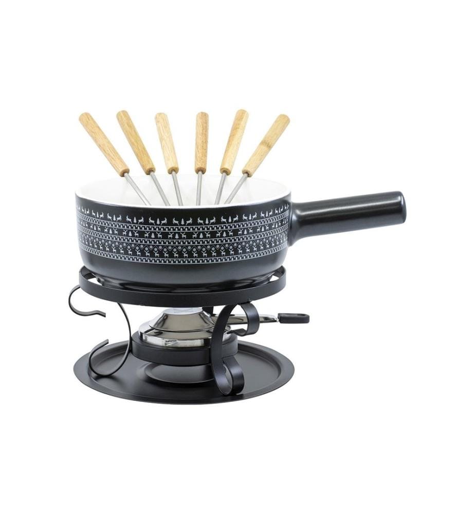 KADASTAR - Käsefondue-Set Nordic Deer 9 Teile, Schwarz