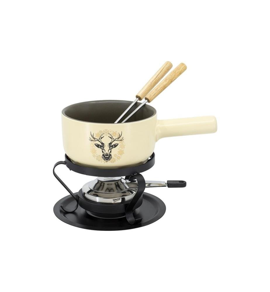 KADASTAR - Käsefondue-Set Deer E16 5 Teile, Schwarz/Beige
