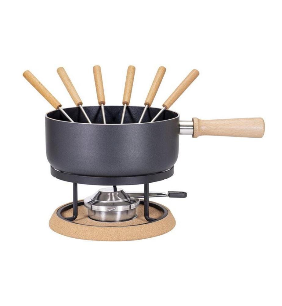KADASTAR - Käsefondue-Set Bernina 9 Teile, Schwarz