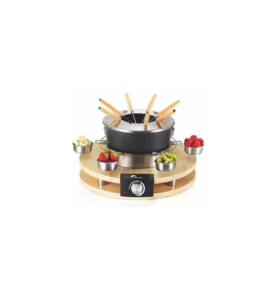 OHMEX - Fondue-Rechaud OHM-FND-1060 16 Teile, Schwarz/Silber