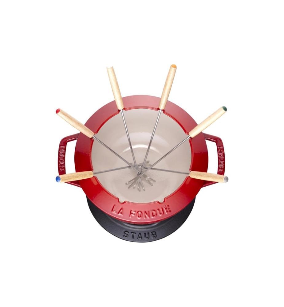 Staub - Schokoladenfondue-Set mit 2 Griffen 5 Teile, Kirschrot