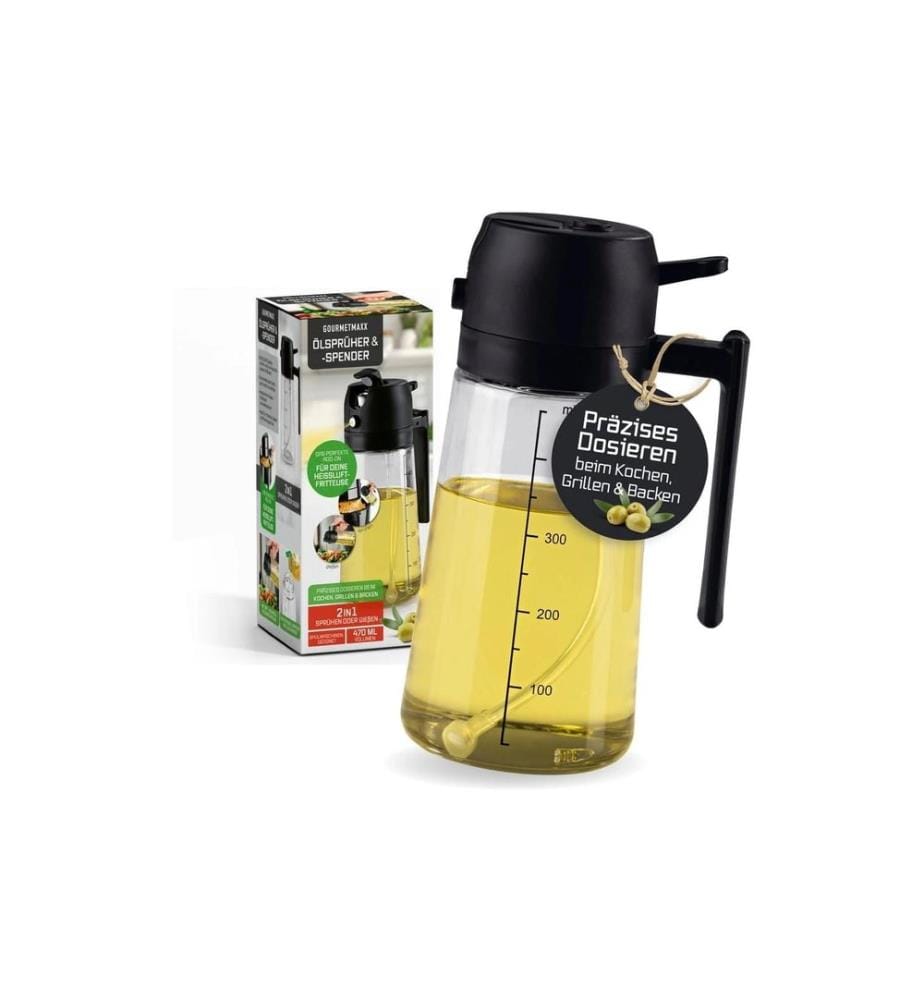 GOURMETMAXX - Öl Spender 470 ml, Schwarz/Transparent
