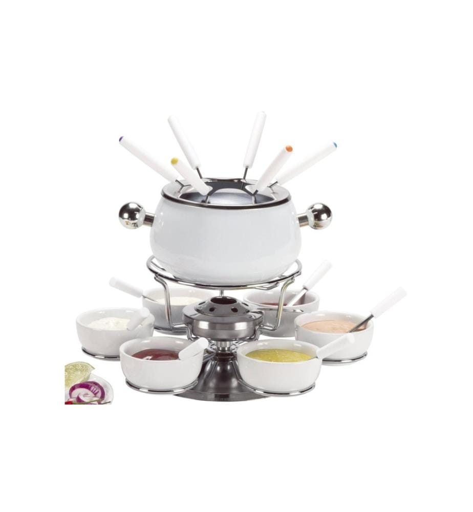 NOUVEL - Service à fondue à la viande Sarina 21 Pièce/s, Argenté/Blanc
