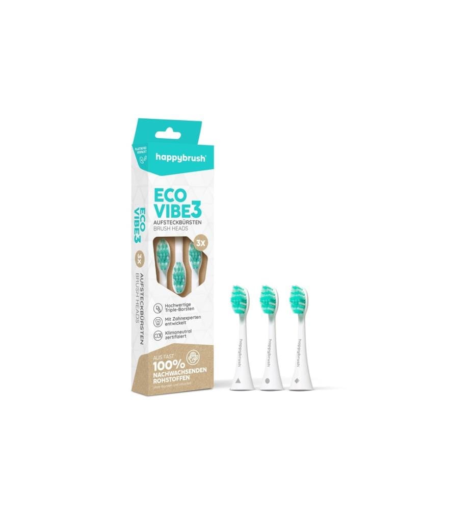 happybrush - Zahnbürstenkopf Eco Vibe 3+ 3 Stück, White-Mint
